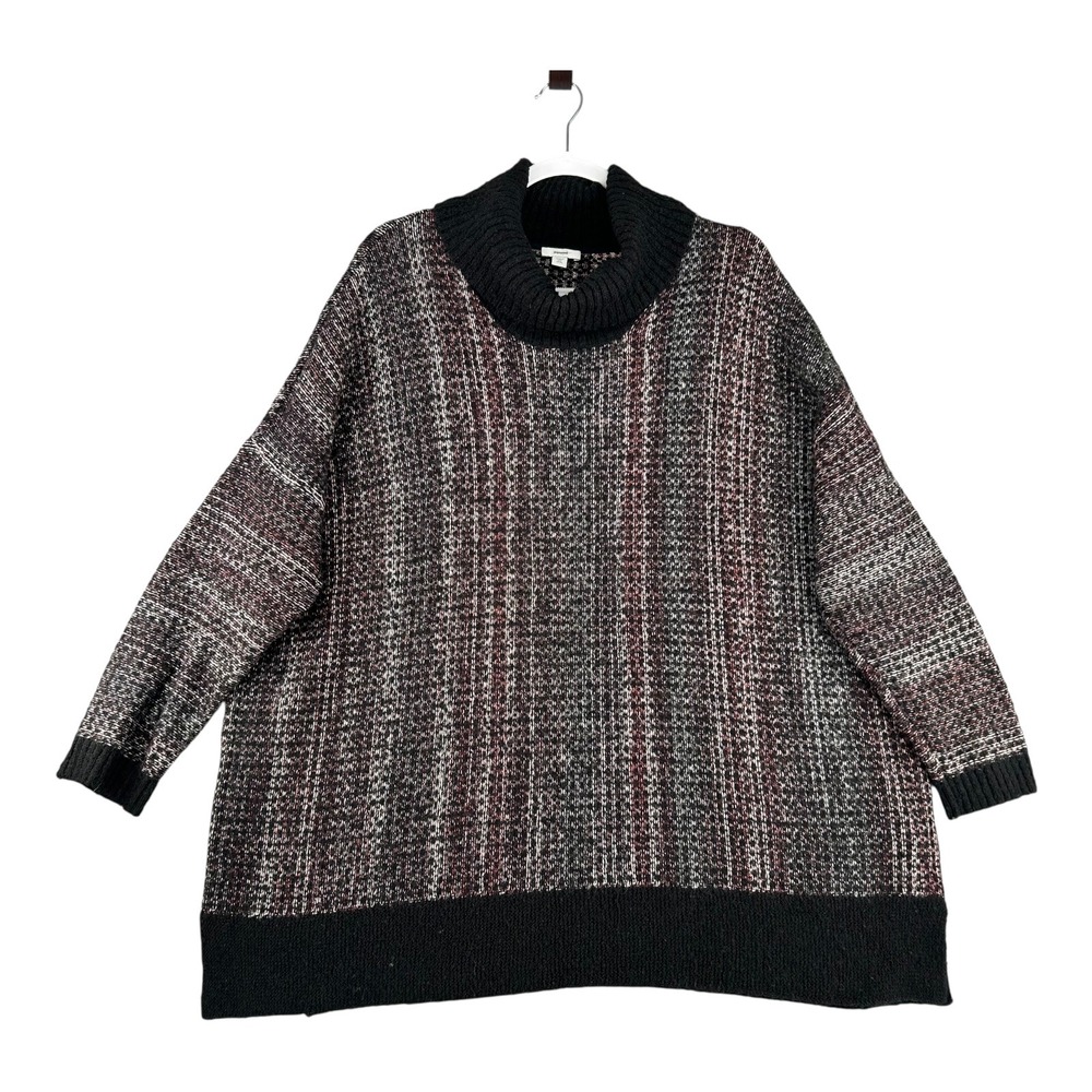 Pure Jill Petite Cowl Neck Sweater Black Multicolor Cotton‎ Blend Womens M/L